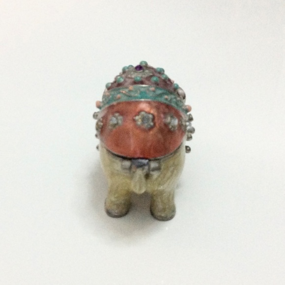 MONET Jeweled & Enameled Elephant Trinket Box w/Lid *TRUNK UP* + FREE BRACELET - Picture 7 of 14